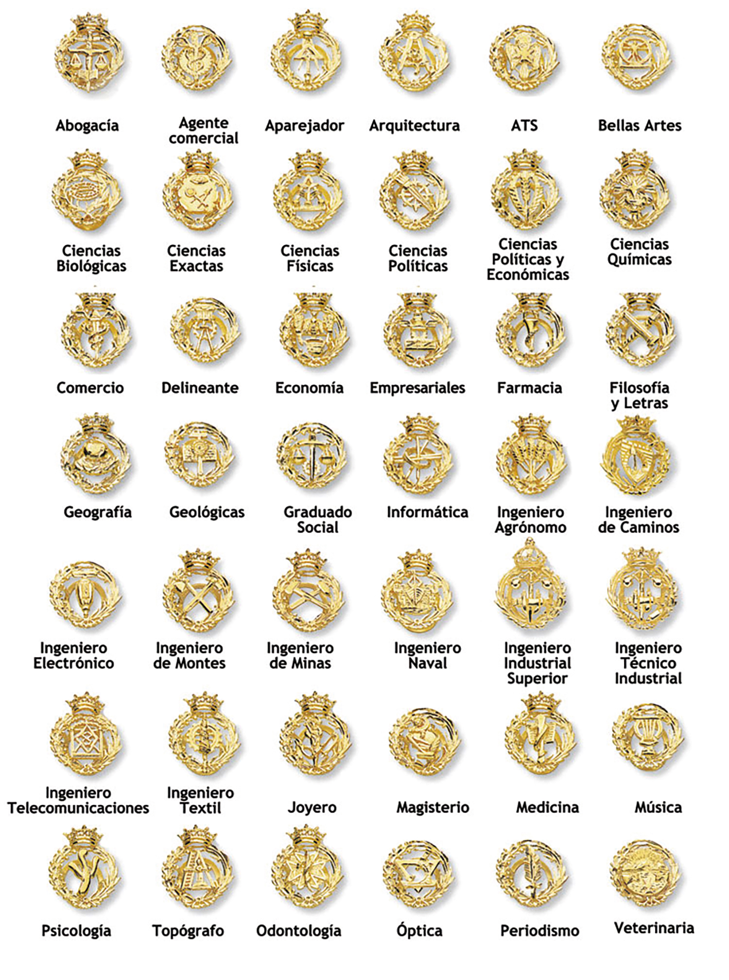 Profesiones oro y plata chapada
